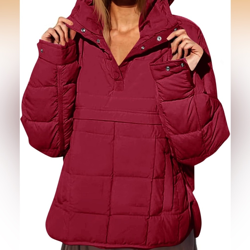 Women's Red Quilted Puffer Jacket
